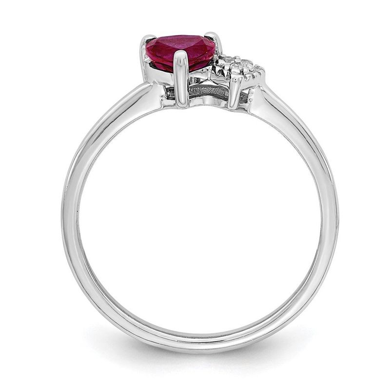 Sterling Silver Rhodium-plated Created Ruby And Diamond Ring_voghion.com