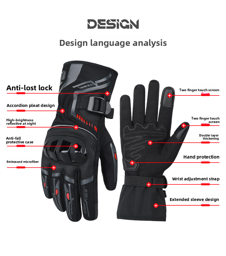 JCCA Winter-Motorradhandschuhe für Damen und Herren – wasserdicht, winddicht, fleecegefüttert, kältebeständig_voghion.com