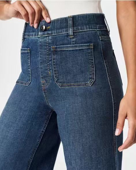 Abbigliamento donna Jeans dritti a gamba larga Jeans con molte tasche grandi_voghion.com