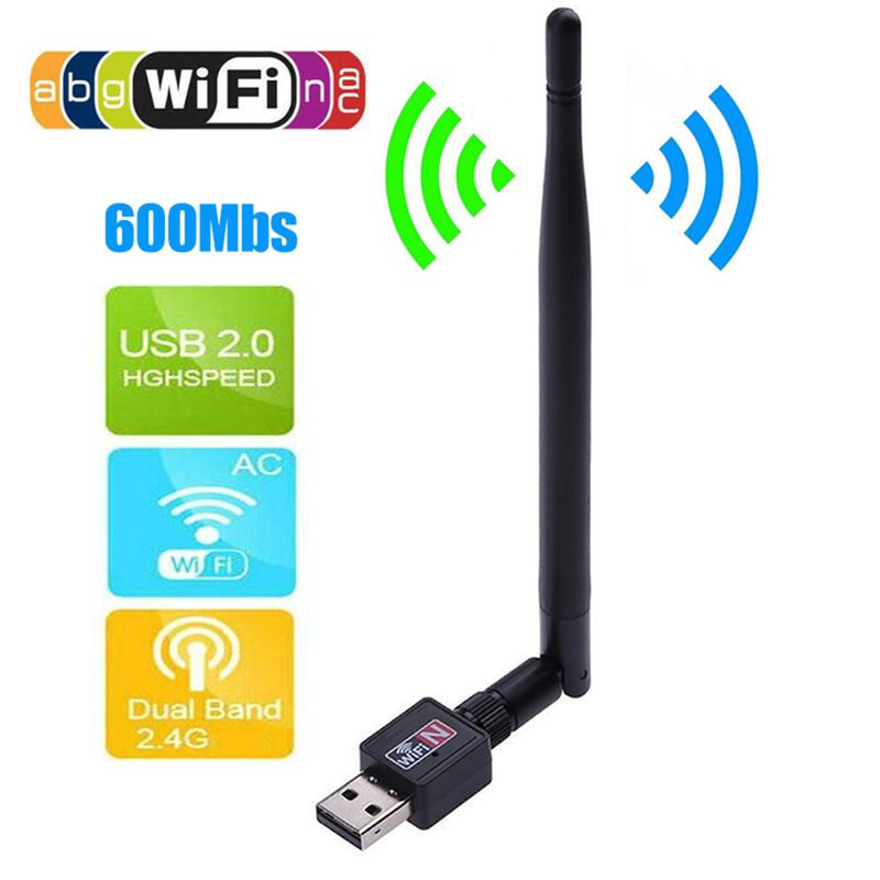 USB WiFi-adapter, hordozható széleskörű kompatibilitású műanyag hálózati LAN-kártya dongle antennával, napi használat_voghion.com