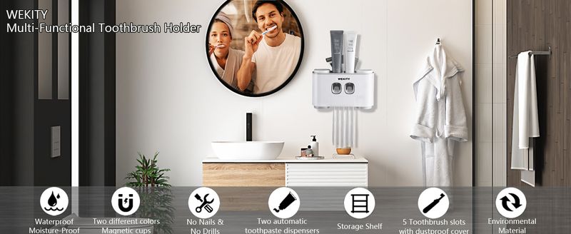 WEKITY Pro 5-Slot Wall Holder - Multifunctional Bathroom Organizer_voghion.com