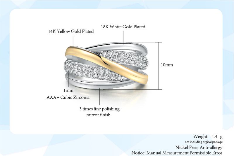 Anel feminino elegante e exclusivo com zircônias galvanizadas e separadas por cores incrustadas_voghion.com