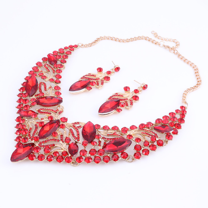 Muoti Teardrop tekojalokivi Crystal Choker kaulakoru naisille Statement kaulus kaulakorut korvakoru hääjuhla korusetit_voghion.com