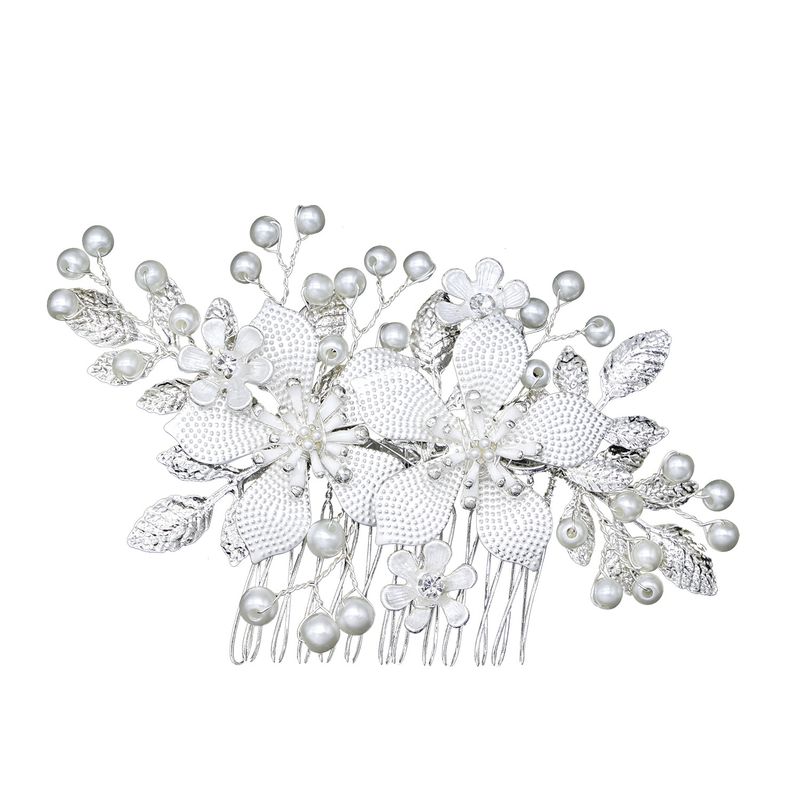 Gioielli da donna, tiara da sposa, pettine per capelli con perle da sposa, gioielli da sposa con conchiglia a forma di fiore in lega_voghion.com