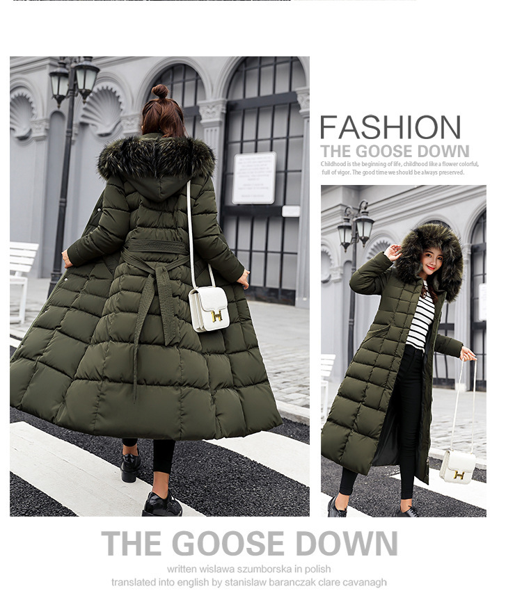 2025 Winter Damen Parkas Jacke Warm Mode Bequem Bogen Gürtel Fuchs Pelz Kragen Kleidung Langes Kleid Büro Casual Damen Dicker Mantel_voghion.com