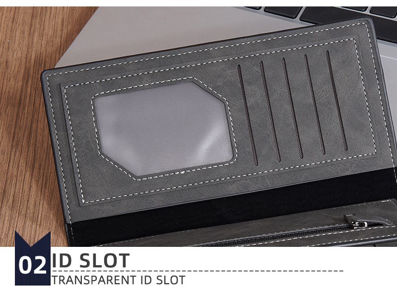 BAELLERRY New Men's Long Wallet With 17 Card Slots, Tri-Fold Design, Minimalist Business Style, Zippered Bill Compartment_voghion.com