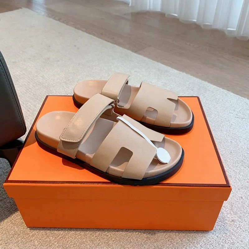 Paar-Stil für den Sommer, H-förmige echte Leder zwei Herren-Sh, modische und vielseitige flache Boden Strand_voghion.com