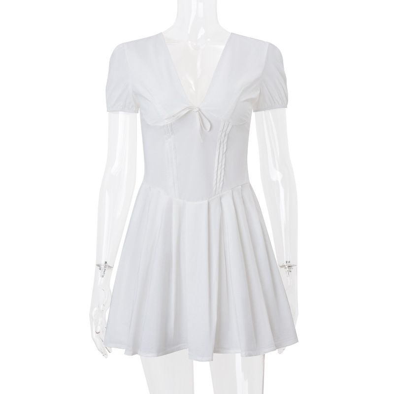 Women's 2024 Autumn New Fashion Sexy Floral Puff Sleeve V-neck Slim Fit French Dress_voghion.com