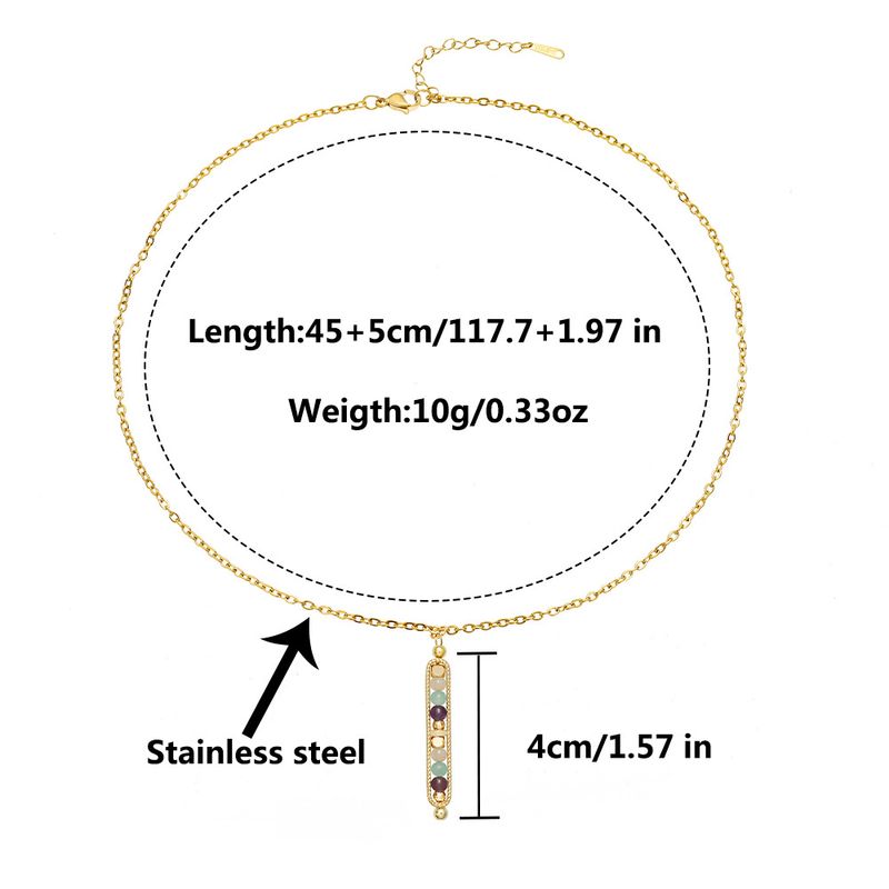Nuova collana con perline di Stoe, stile leggero, lapislazzuli, ametista, acciaio inossidabile, clavicola, Chai per_voghion.com