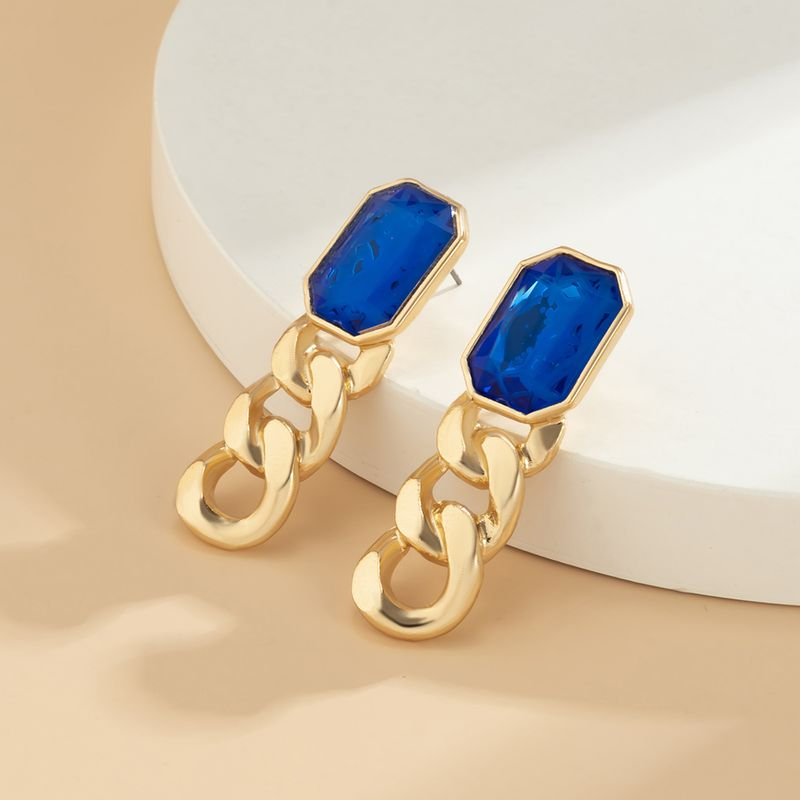 Yamaler 1 Paar baumelnde Quastenkette, quadratische Form, Kunstedelstein, hohle Ohrringe für Party_voghion.com