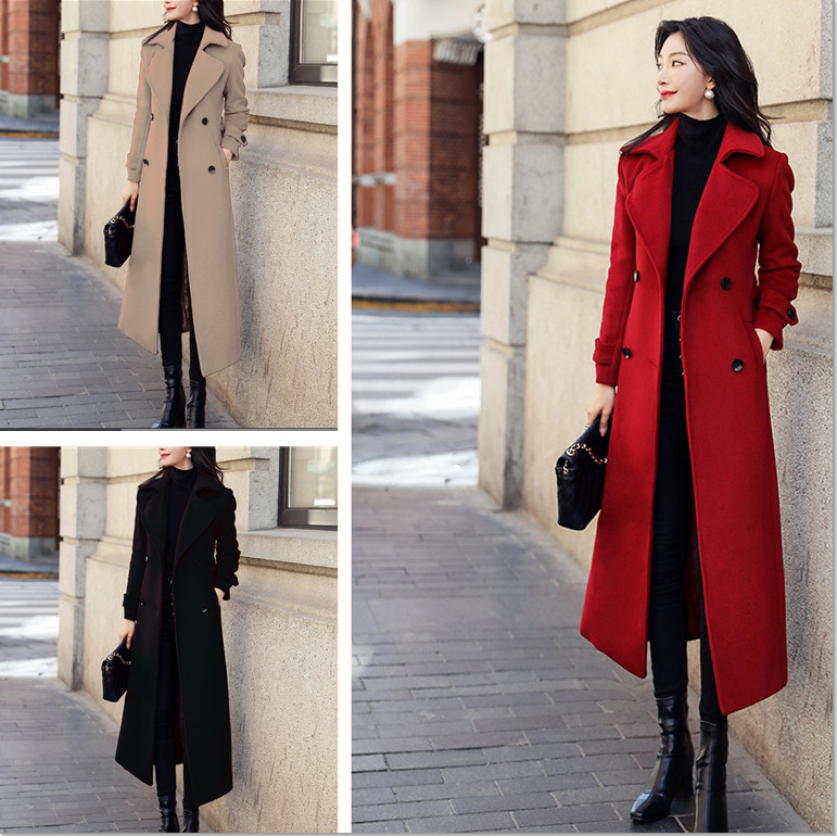 Abrigo de invierno cálido para mujer, chaqueta de longitud media, abrigo grueso con doble botonadura_voghion.com