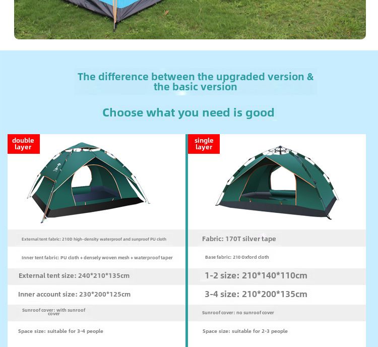 Attrezzatura per esterni Viaggi all'aperto Tenda da campeggio Tenda da esterno Campeggio automatico Forniture portatili_voghion.com