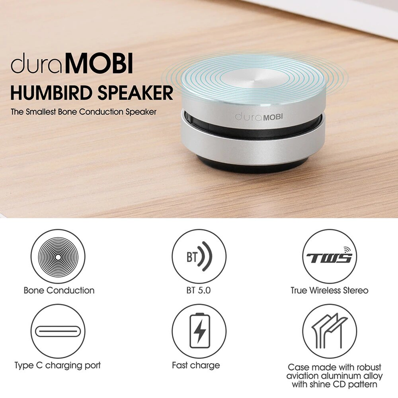 Dura Mobi Hummingbird Wireless BT 5.0 Speaker Bone Conduction Speakers Mini Portable Stereo Built-in Mic Sound Box_voghion.com