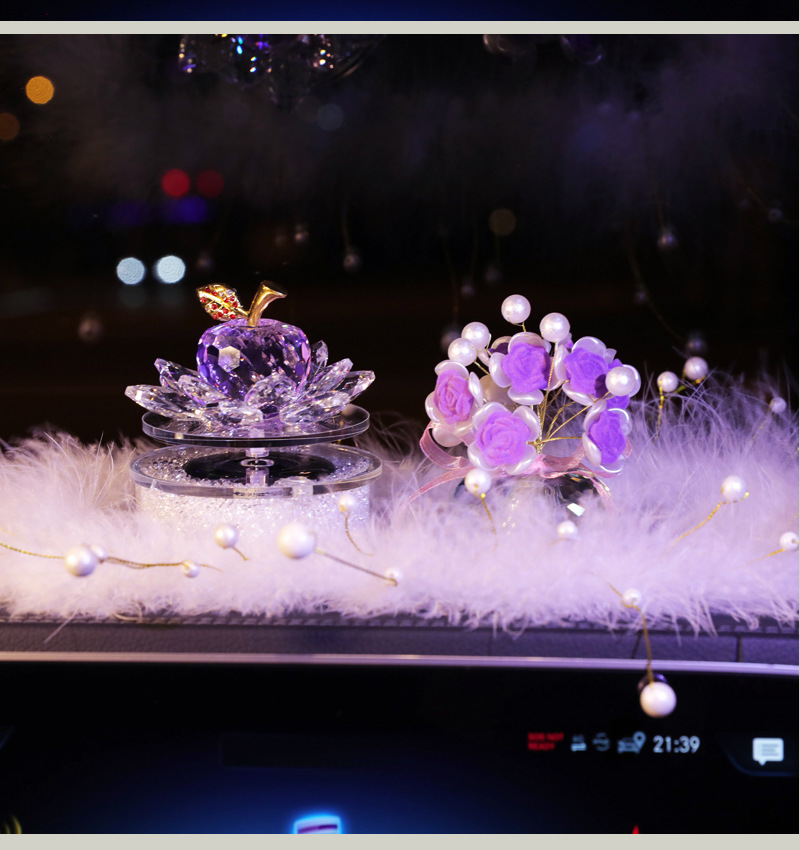 Solar Rotating Crystal Lotus Parfum Sedež Dekoracija Notranjost Avtomobila Ženska Elegantna Sredinska Konzola_voghion.com