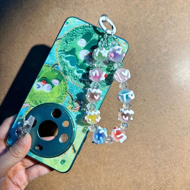 Ins Style Phone Dopamine Hand-painted Bead Chain Fashion Trendy Play Versatile With Transparent Clip Wrist Strap_voghion.com