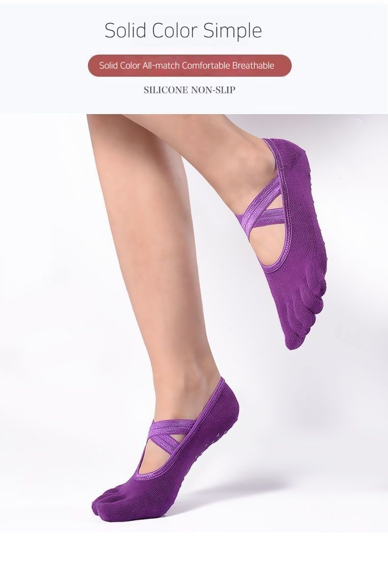 Pilates Five Finger Professional Non Slip Summer Yoga Socks_voghion.com