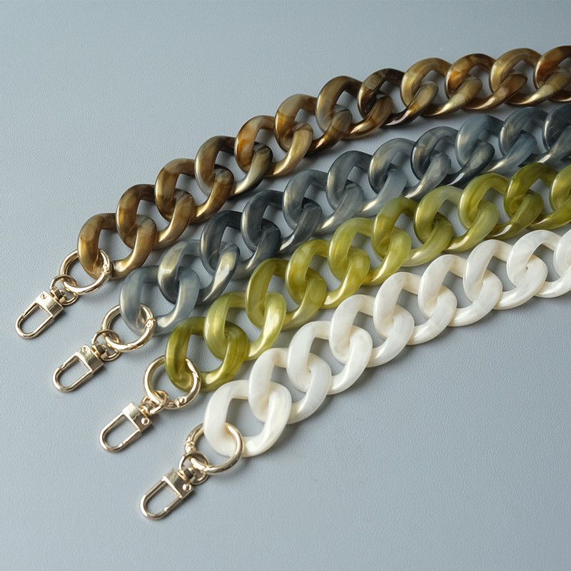 Vintage Gold Powder Sequin Acrylic Resin Color-Block Handmade Detachable Thick Bag Decoration Chain_voghion.com