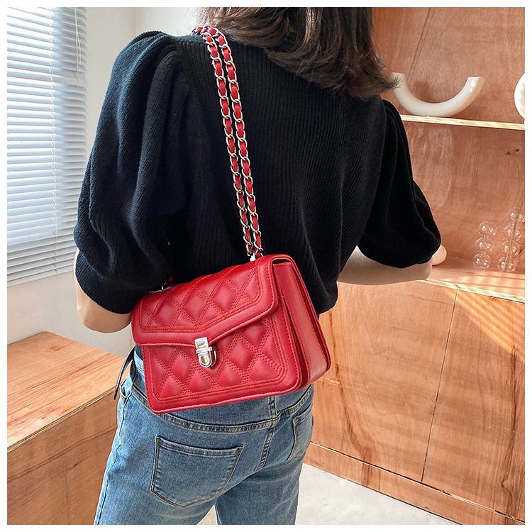Borsa da donna con catena a rombi ricamati 2023 inizio autunno nuova tendenza in texture borsa da donna piccola borsa a tracolla profumata_voghion.com