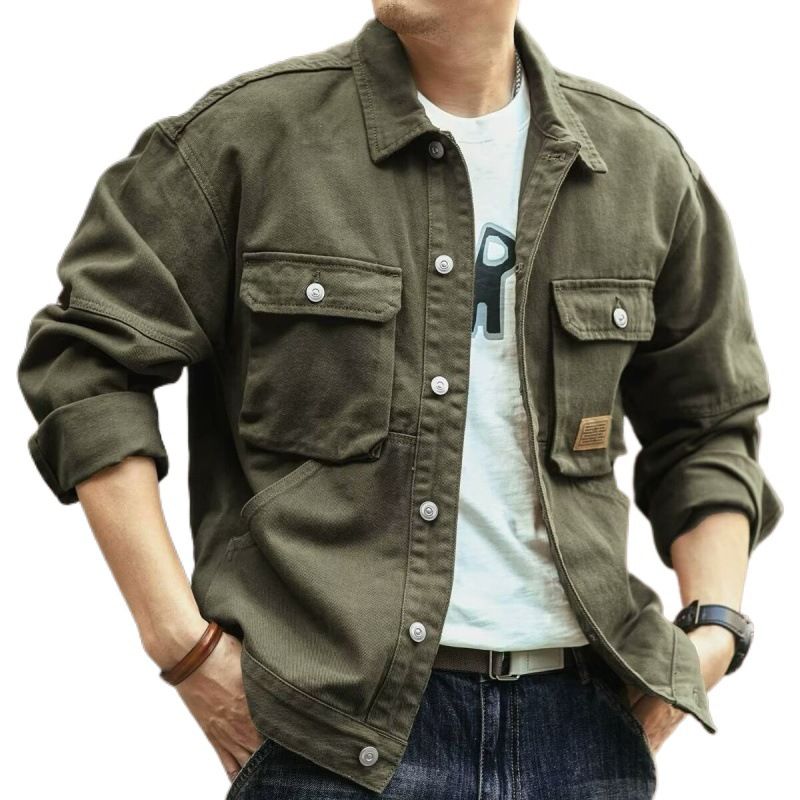 Retro Denim Jacket Men's Workwear Jacket Handsome Autumn And Winter Denim Clothing_voghion.com