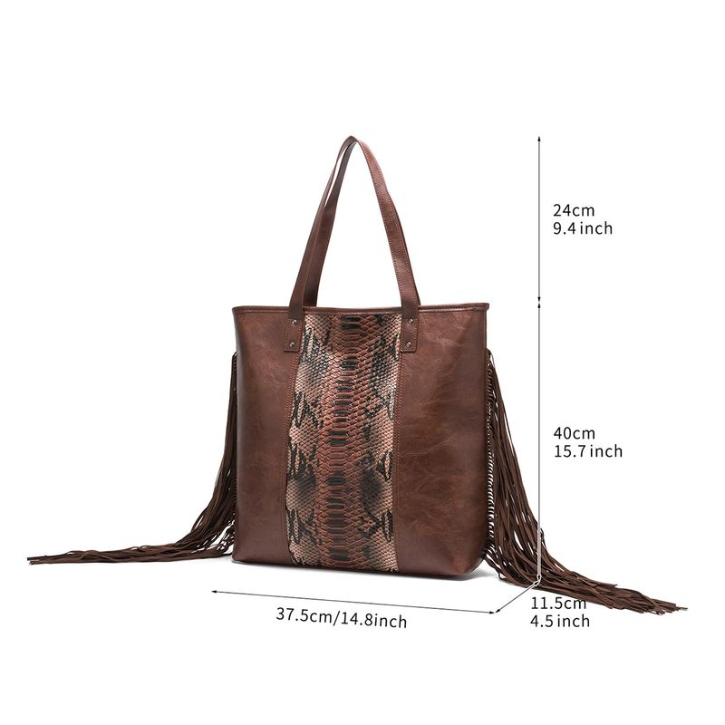 Women's Bag Retro Style Tote Snake Pattern Shoulder Handbag_voghion.com