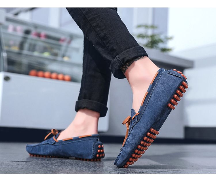 Herrskor i läder med Pig Bean-motiv, slip-on, herrskor i läder_voghion.com