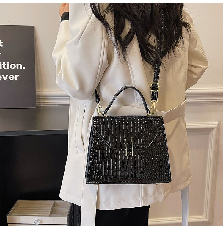 Sac à main en cuir laqué de grande capacité pour femmes, motif de pierre, épaule unique diagonale, vent croisé, nouvelle collection automne/hiver 2023_voghion.com