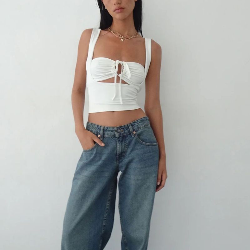 Îmbrăcăminte pentru femei, sexy, retro, cu dantelă, Y2K, jumătate de lungime, crop topuri, vara anilor '90, camuflaj fără spate, topuri, tricouri_voghion.com