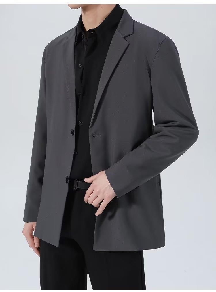 Veste blazer slim en velours côtelé pour homme - Veste de costume décontractée à simple boutonnage avec revers crantés, style décontracté, printemps-automne_voghion.com
