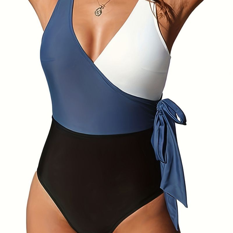 Maillot de bain une pièce grande taille pour femme, couleurs assorties_voghion.com