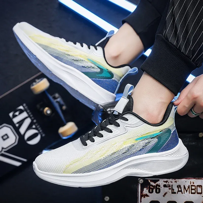 Men's Sneakers Thick Soled Plus Size Platform Light Tenis Masculino Running Sneaker Mesh Breathable Training Casual Shoes 2024_voghion.com