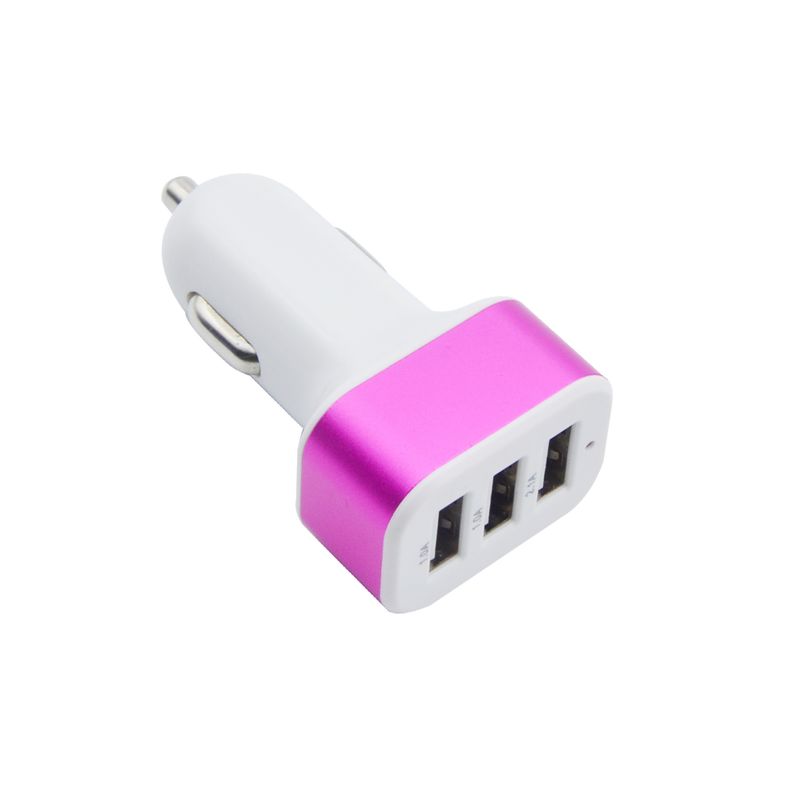 1A 3USB Firkantet med Aluminiumlegering Mobiltelefonoplader, Biloplader_voghion.com