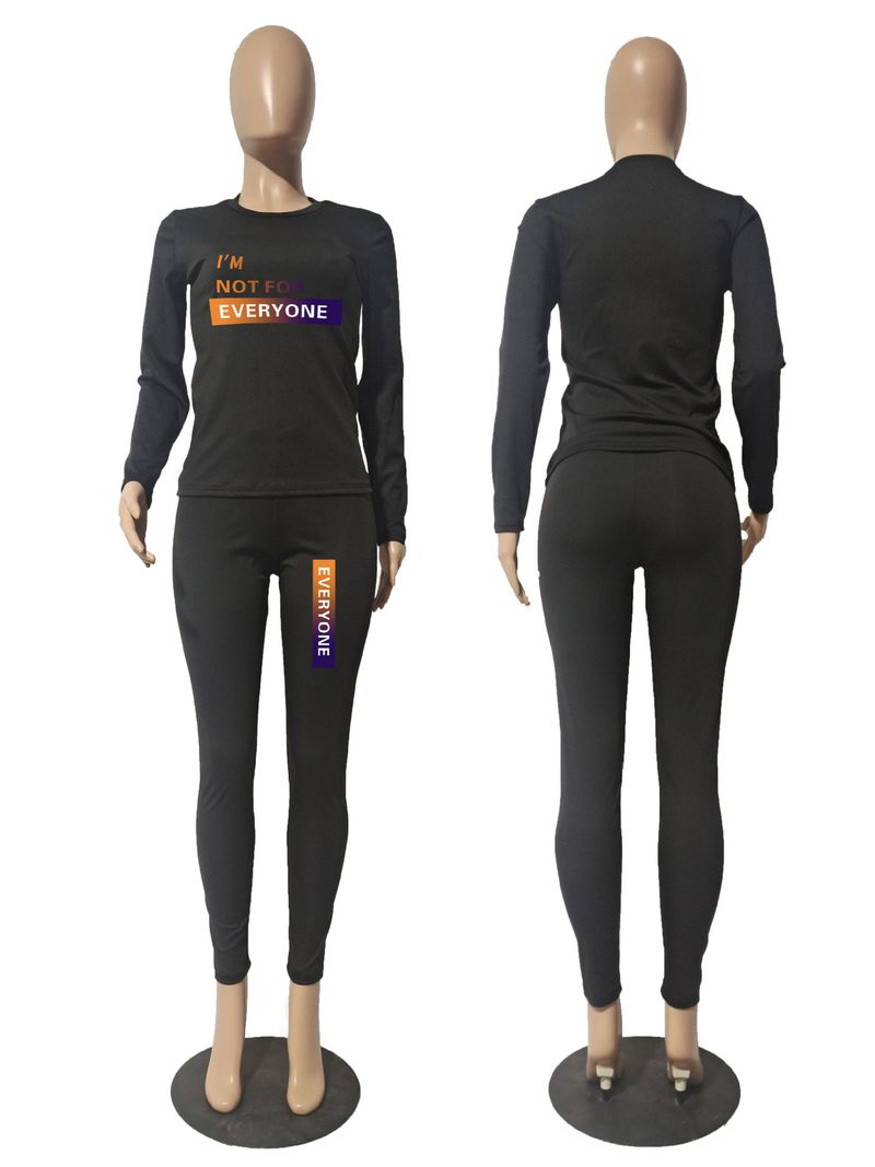 Bedrucktes, personalisiertes, lässiges zweiteiliges Set für Damen_voghion.com