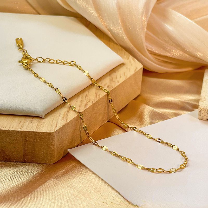 2022 neuer Fußschmuck Roségoldfarbenes Nischendesign Titanstahl-Fußkettchen, lichtecht_voghion.com