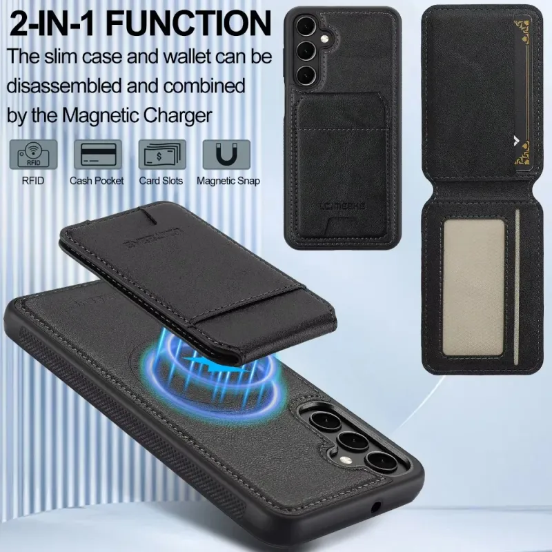 Custodia a portafoglio con porta carte magnetico staccabile per Samsung Galaxy S25 Ultra S24 Plus S22 S21 A55 A53 A35 A16 A15 A14 5G_voghion.com