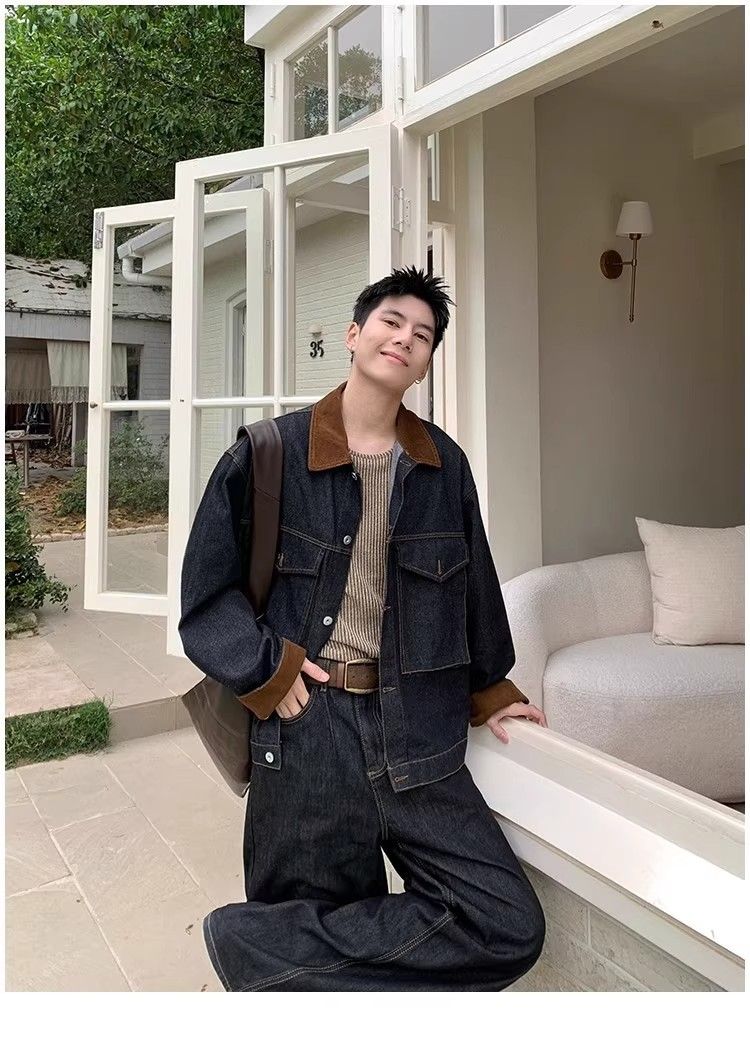 Men's Clothing Vintage Barn Jacket – Oversized Denim Workwear Coat For Men (Black, S-XXL) Hot-selling_voghion.com