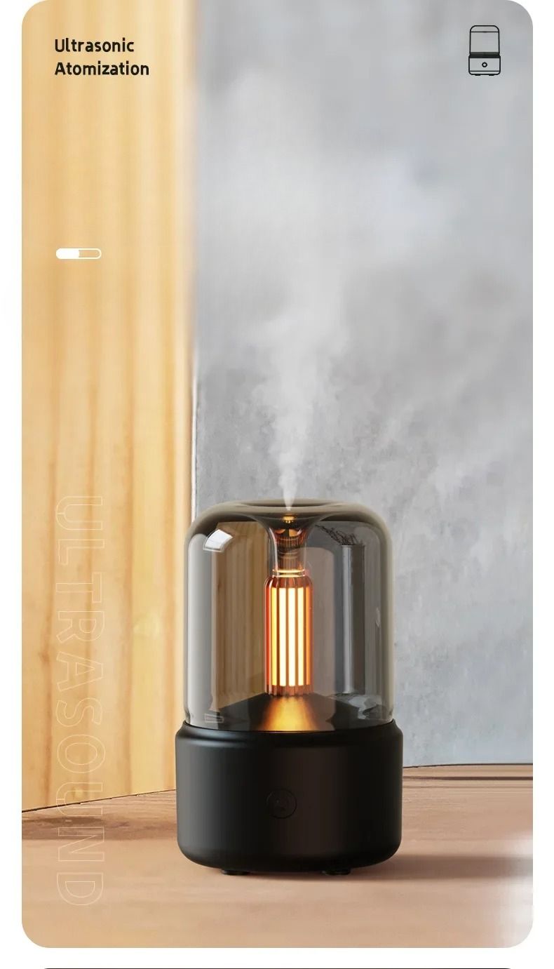 Nuovo diffusore di aromi a lume di candela portatile da 120 ml, umidificatore d'aria USB, nebulizzatore per oli essenziali con luce notturna a LED_voghion.com