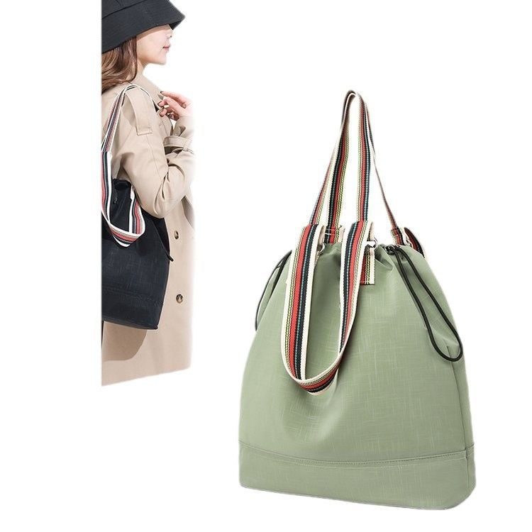 Borsa a secchiello grande in tessuto di nylon, semplice, versatile, casual, da viaggio, da viaggio_voghion.com