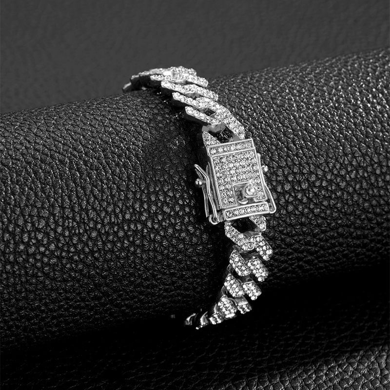 Mężczyźni Kobiety Hip Hop Iced Out Bling Prong Cuban 12mm Paved Rhinestone Link Chain Choker Naszyjnik Moda_voghion.com