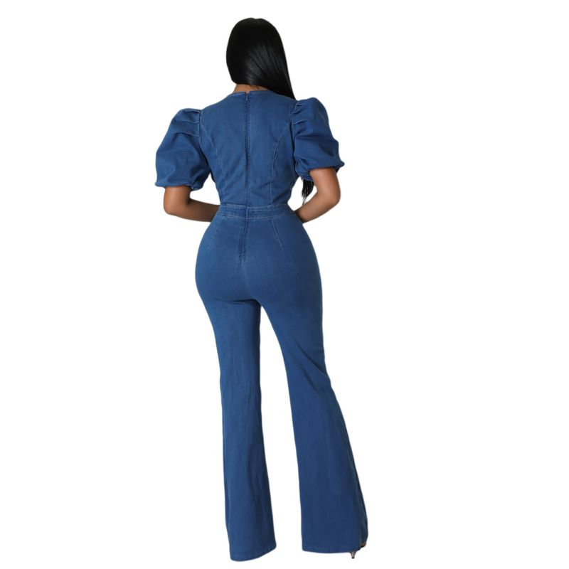 Women's fashion casual sexy denim cutout romper_voghion.com