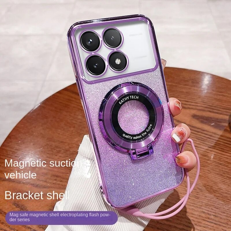 X6 Pro Case Soft Bling Glitter With Ring Magnetic Slim Protective Back Cover For Xiaomi POCO X6Pro Phone Shell_voghion.com