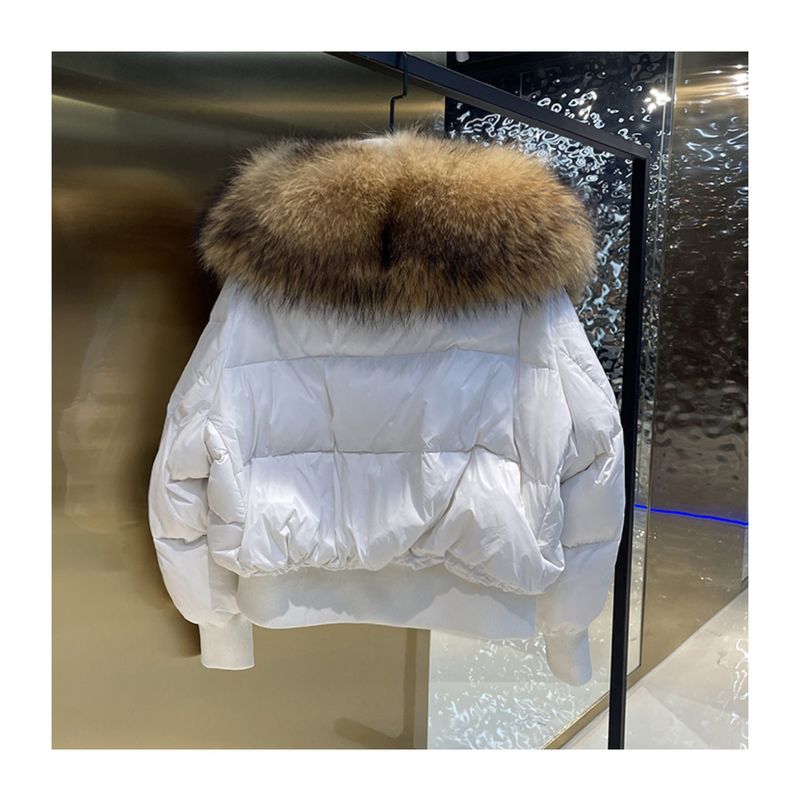 Damenbekleidung Wintermantel Damenmode kurze Daunenjacke Damen High-End-Damen 90 weiße Entendaunen Fuchspelzkragen_voghion.com
