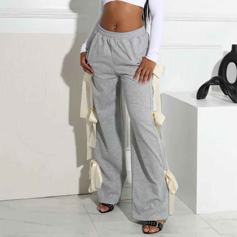 Streetwear-Jogginghose für Damen – Herbst-Jogginghose mit hoher Taille und lockerer Passform, Taschen im Farbblockdesign, dehnbarem elastischem Bund und 3D-Grafikdetail_voghion.com