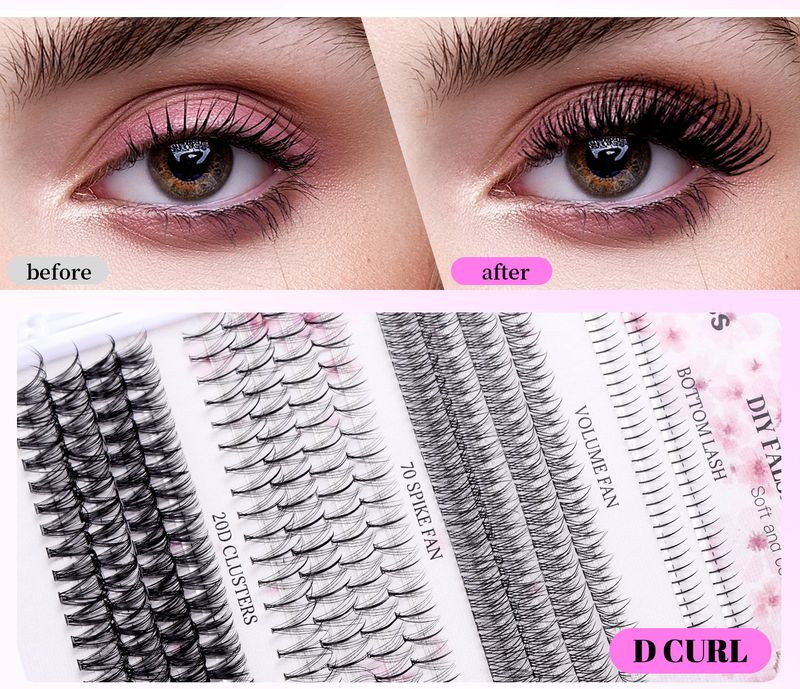 404 - Cluster Fluffy False Eyelashes Set, 30D Segmented Lashes For Single - Cluster Extension & Lower Lashes_voghion.com