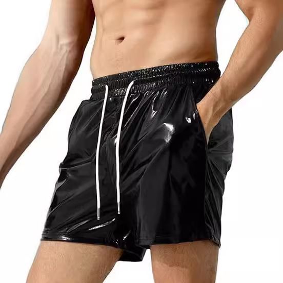 Pantaloncini da spiaggia casual da uomo Premium Products 2025 Silk Chart in pelle brillante tricolore_voghion.com