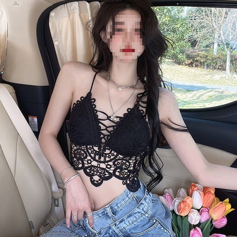 Göğüs Pedli Seksi Atlet Yelek Tanrıça Tarzı İç Giyim Tığ İşi Oymalı Güzel Sırt İç Çamaşırı_voghion.com
