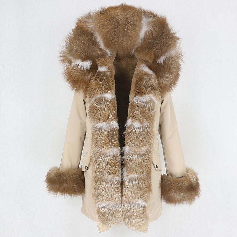 Women's Clothing hot sale winter parka for women with detachable fox fur collar lining fashionable warm ladies mid length coat_voghion.com