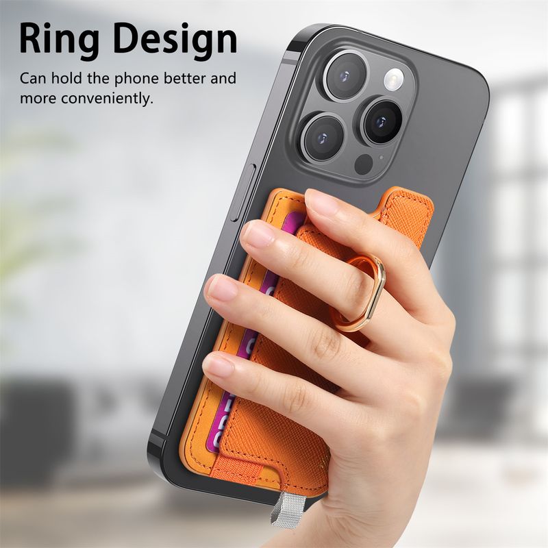 TechGlobe New Product Compatible With 16 Magnetic Magasfe Back Sticker Holder Storage Insert Wallet 14P Plain Leather Card_voghion.com