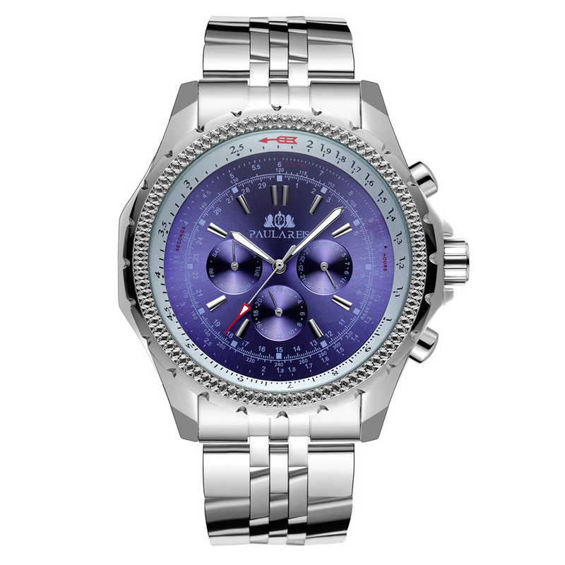 Automatische mechanische multifunktionale leuchtende Herrenuhr Kupfergürtel Leder_voghion.com