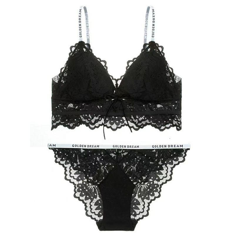 Women's Intimates Lace Bra Set Without Steel Ring Bra Thin Women's Underwear Set_voghion.com