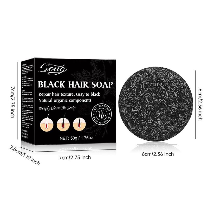 Nouveau shampooing assombrissant pour cheveux Polygonum haut de gamme 50 g en barre de savon couleur naturelle pour cheveux blancs et gris au cuir chevelu noir traitement soins capillaires_voghion.com